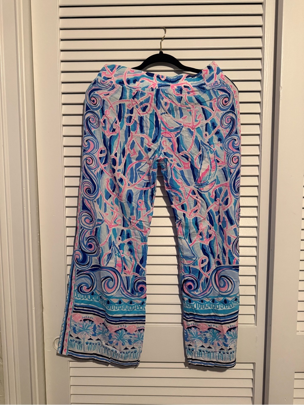 Lilly Pulitzer Bal Harbour Palazzo Pants Skim Blue Reel Nauti Small 4 6